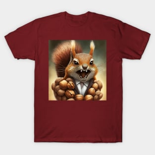 Deez nuts. Angry squirrel in costume illustration T-Shirt